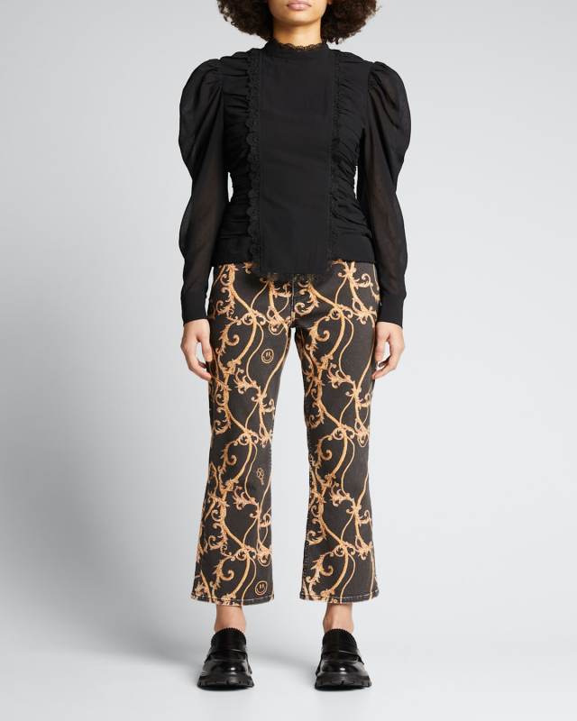Dotted Georgette Paneled Blouse